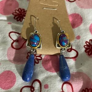 Vibrant Blue and Silver Drop Earrings